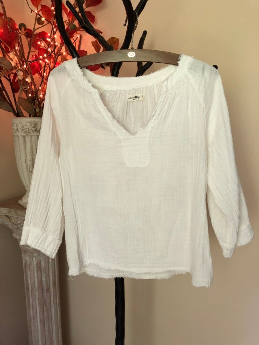 Natural Life S cotton gauze 3/4 sleeve top
